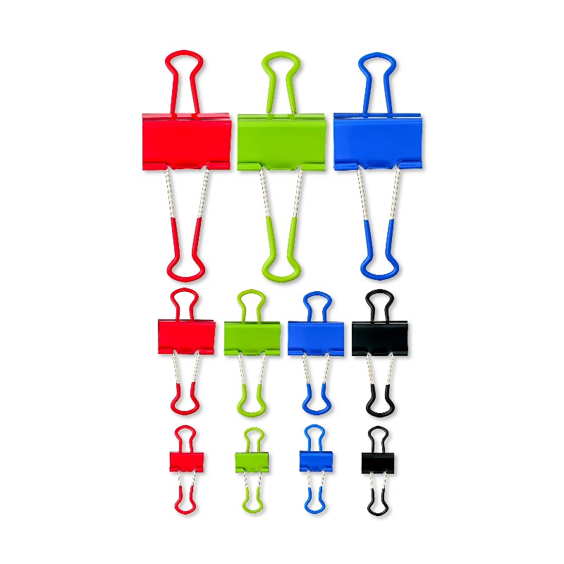 Binder Clip Assorted - مشابك ورقية متعددة الألوان والأحجام، 24