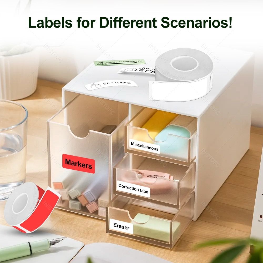 Label Printer Tape - ورق طابعة الملصقات الملونة 12 مم