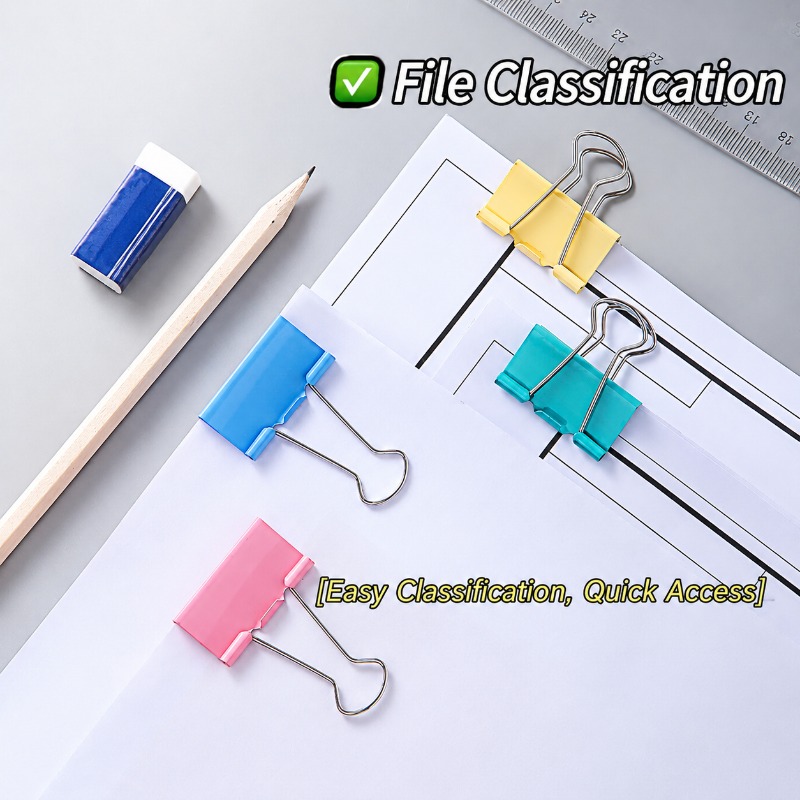مشابك ورق معدنية ملونة، مشابك  - مراجعة Binder Clip Assorted وسعره