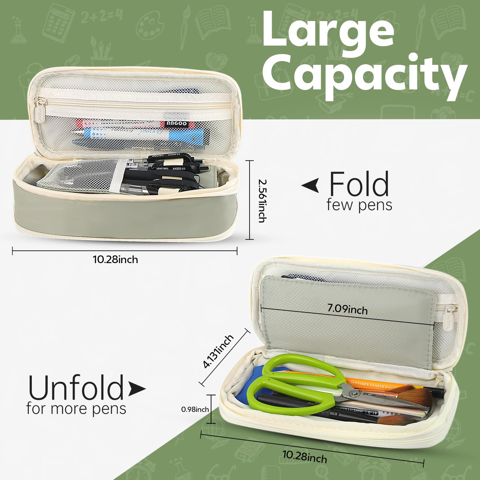 حافظة أقلام خضراء كبيرة السعة، - مراجعة Ideal Stationery & Office Supply وسعره